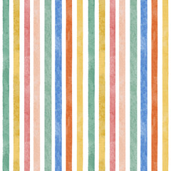 Watercolor abstract seamless pattern.  Colorful rainbow digital paper. Watercolor stripes background. 