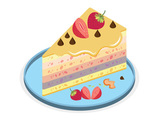 Strawberry Cake Pie on a Plate