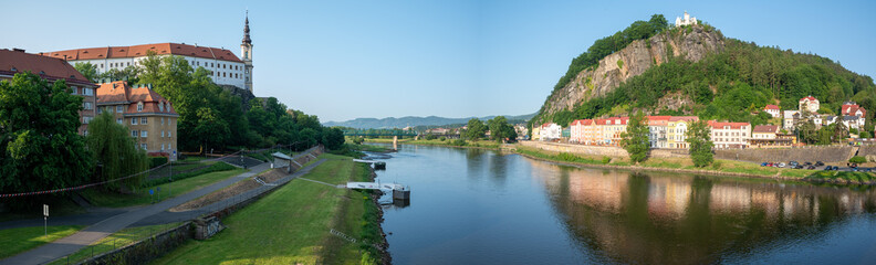 Fototapeta na wymiar Panorama of the city of Decin in the Czech Republic on the river Elbe