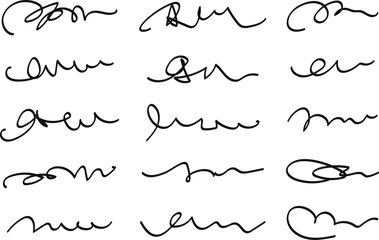 A set of hand drawn squiggle and scribble lines