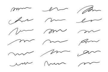 A set of hand drawn squiggle and scribble lines