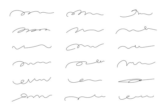 A set of hand drawn squiggle and scribble lines