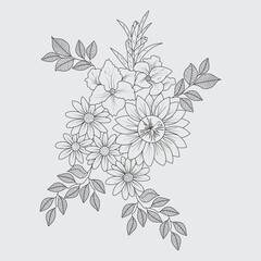 Abstract vector flowers coloring page