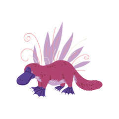 Australian platypus animal for stickers and prints flat vector isolated.