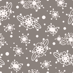 Seamless pattern  with flowers in doodle style. Vector illustration.