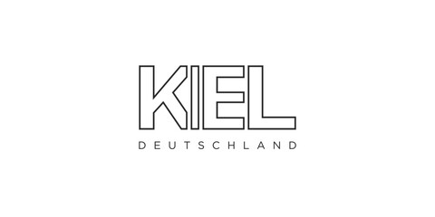 Fototapeta premium Kiel Deutschland, modern and creative vector illustration design featuring the city of Germany as a graphic symbol and text element, set against a white background