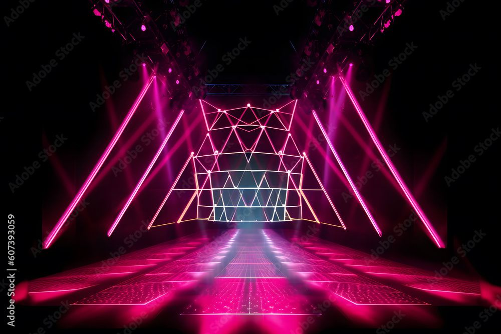 Poster abstract neon light arrows background. neural network ai generated art generative ai