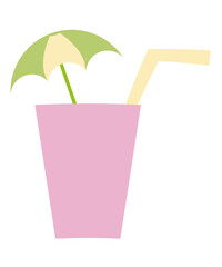 Drink with straw and decorative umbrella
