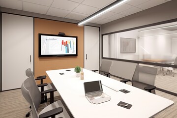 virtual conference room with video, audio, and whiteboard tools ready for use, created with generative ai