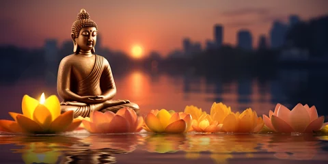 Foto op Plexiglas happy buddha purnima religious background for meditation © safia