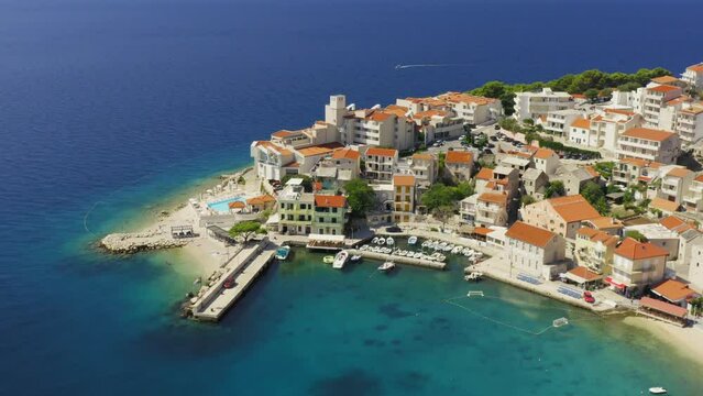 Aerial view of Igrane town, the Adriatic Sea, Croatia