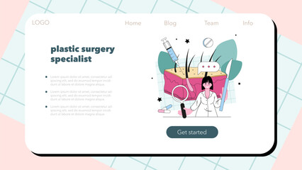 Plastic surgeon web banner or landing page. Aesthetic body correction