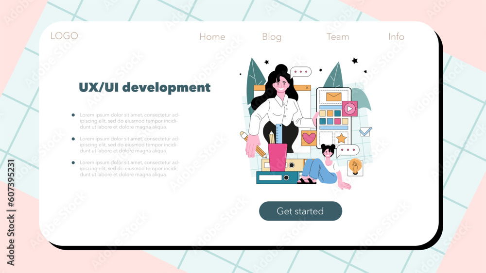 Poster ux and ui designer web banner or landing page. app or website