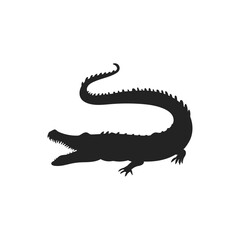 Crocodile black silhouette, vector illustration isolated on white background.