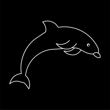  Dolphin icon. Isolated on black background