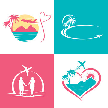 set of travel logo