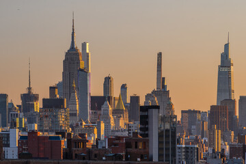Cityscape of New York city early in the morning dawn.