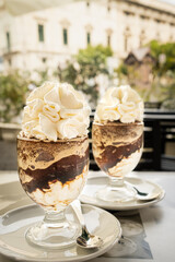 Sicilian granita with cream, Acireale, Catania, Italy
