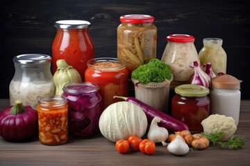 fermented foods market, with variety of fermented products available for purchase, created with generative ai