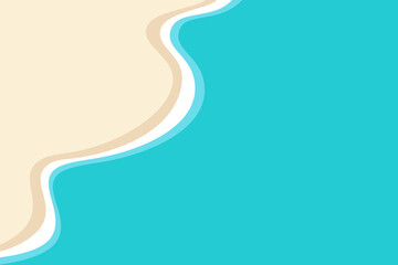 Top view of the seashore with blue waves. Abstract vector illustration