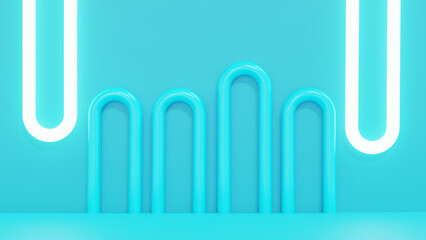 3d Blue lamp with bright couple different. Outstanding white light bulb on background abstract with geometric. 3d rendering for cosmetic, mock up and display product, social media and banners