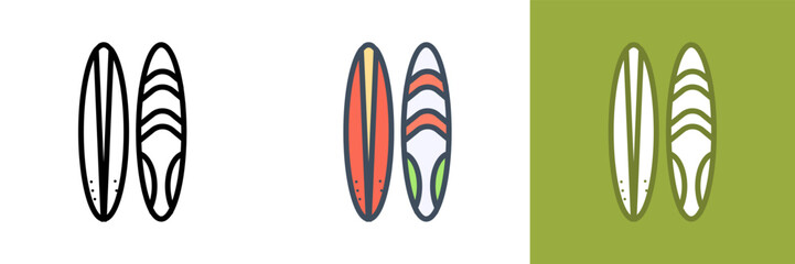 Surfboard Icon, an icon representing a surfboard, symbolizing surfing, beach culture, and wave riding.