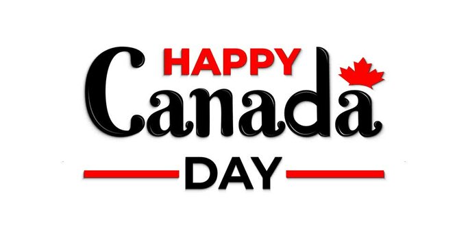 Happy Canada Day animation on a white-screen alpha channel. Handwritten with ink streaks and particle effect. Great for posters, banners, greeting cards, and invitations. Happy Canada Day animated