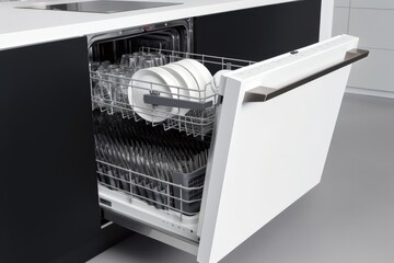 energy-efficient dishwasher, with its modern digital controls and sleek design, created with generative ai