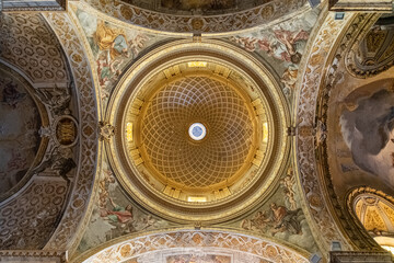 Interior of the dome of the cathedral church of Acireale, Catania, Italy