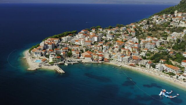 Aerial view of Igrane town, the Adriatic Sea, Croatia