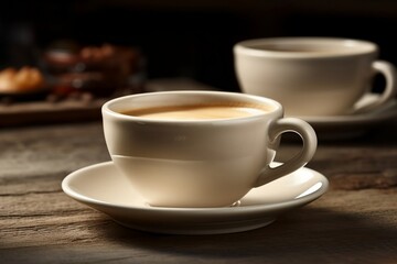 Fototapeta premium cup of coffee on table. 