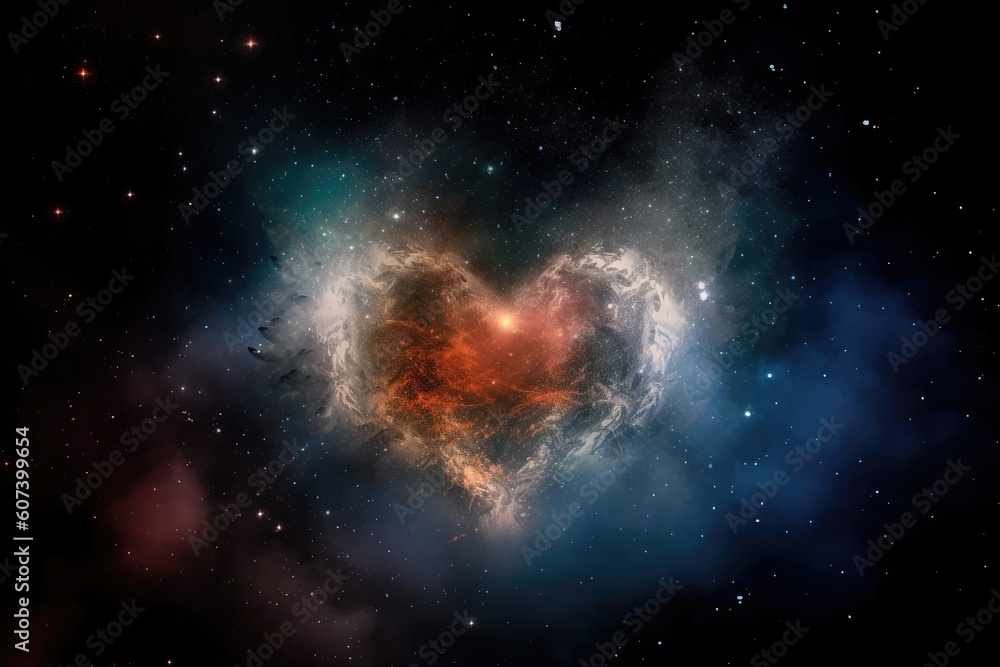 Canvas Prints nebulous heart, with close-up of the stars and nebulae that make it up, created with generative ai