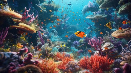 Obraz na płótnie Canvas a fish swimming in a coral reef. Generative AI Art.