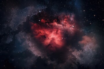 heart-shaped nebula against starry night sky, created with generative ai