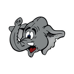 Cartoon elephant with big eyes and a mouth. Vector illustration on white background.