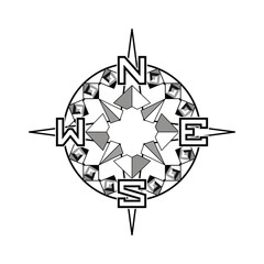 Vector illustration of a compass icon on white background. Vector illustration.