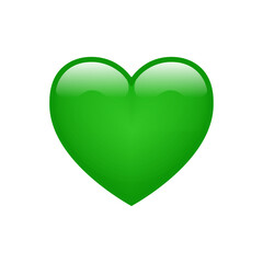 Green heart emoji isolated on white background. Emoticons symbol modern, simple, vector, printed on paper. icon for website design, mobile app, and UI. Vector Illustration