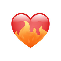 Heart on fire emoji isolated on white background. Emoticons symbol modern, simple, vector, printed on paper. icon for website design, mobile app, and UI. Vector Illustration