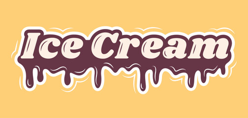 Ice Cream vector text illustration on a yellow background
