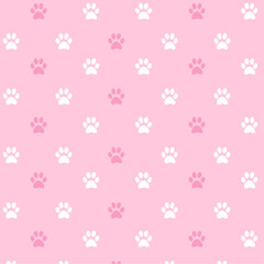 Paw seamless pattern. Repeating pet background. Repeated contemporary puppy steps design for prints. Vector illustration