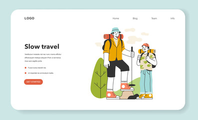Slow traveling web banner or landing page. Slow life principles