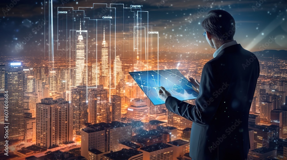 Poster Wireless network communication, the concept of the development of digital technologies.Generative AI