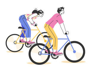 Naklejka premium Healthy and active lifestyle. Young teenage characters hang out outside