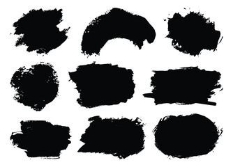 Abstract vector paint set. Isolated grunge elements for paper design. Ink paint brush stains or spots on white background