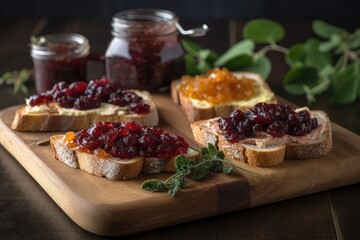 homemade preserves spread on toast for breakfast, created with generative ai