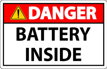 Danger Sign Battery Inside On White Background