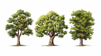 illustration set sycamore tree - obrazy, fototapety, plakaty