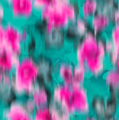 Abstract Blurred Florals Silhouettes Brush Effect Ombre Roses Seamless Pattern Textured Background Trendy Fashion Colors Perfect for Allover Fabric Print