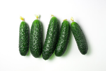 Fresh cucumbers isolated on white background