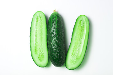Fresh cucumbers isolated on white background